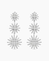 Starburst Triple Drop Earrings in 18K White Gold with Diamonds, 51mm